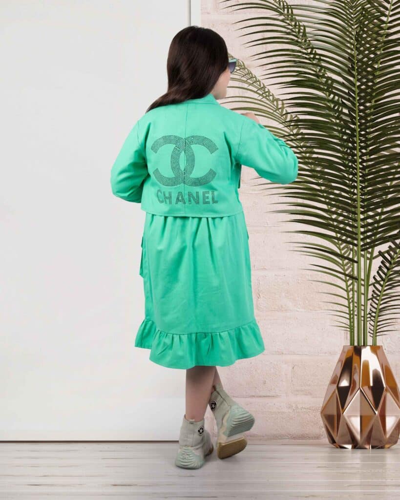 کت و سارافون نوجوان سبز نمای پشت