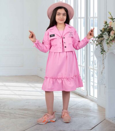 کت و سارافون کتان صورتی کتان مناسب نوجوان