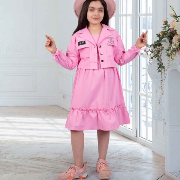 کت و سارافون کتان صورتی کتان مناسب نوجوان