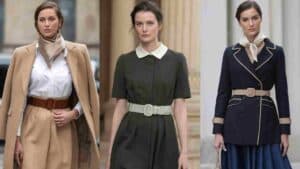 ایده استایل رترو زنانه با کمربند چرمی و دکمه های بزرگ