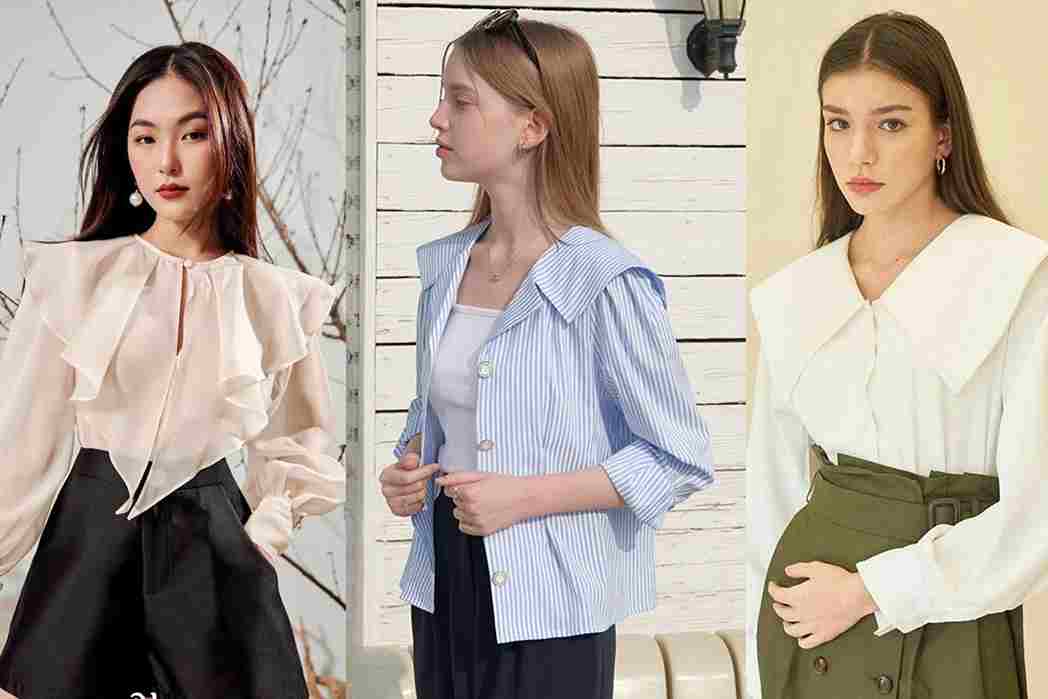 بلوزهایی با یقه‌های خاص، مثل یقه ملوانی یا پاپیونی در استایل رترو زنانه