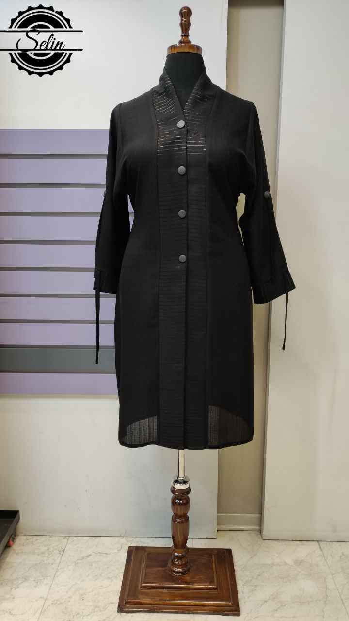 مانتو سایز بزرگ جلو دکمه مانتو سایز بزرگ جلو دکمه مشکی مجلسی
