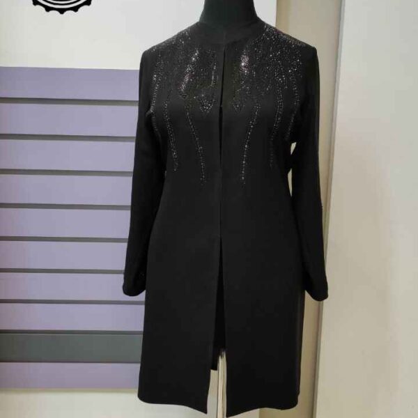 مانتو مجلسی نگین دار سایزبزرگ مشکی