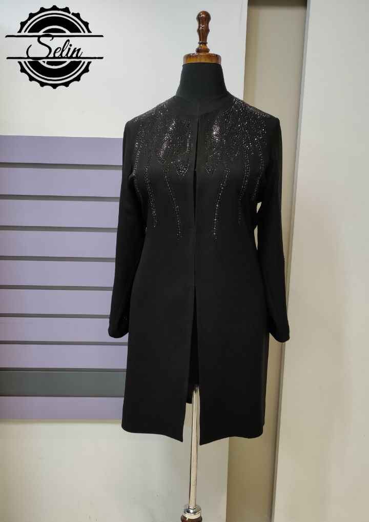 مانتو مجلسی نگین دار مانتو مجلسی نگین دار سایزبزرگ مشکی