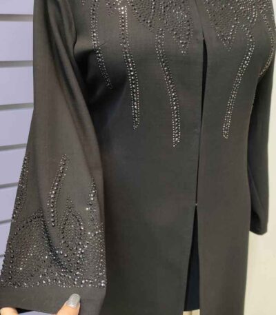 مانتو مجلسی نگین دار مشکی سایزبزرگ