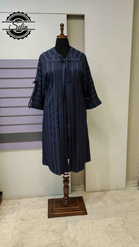 مانتو سایز بزرگ مراکشی رنگ سورمه ای