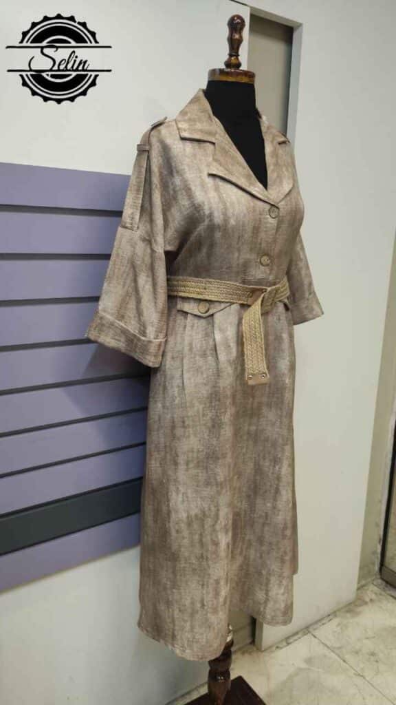 مانتو بلند گازوئیلی جدید کرم دو سایزی تا سایز 46