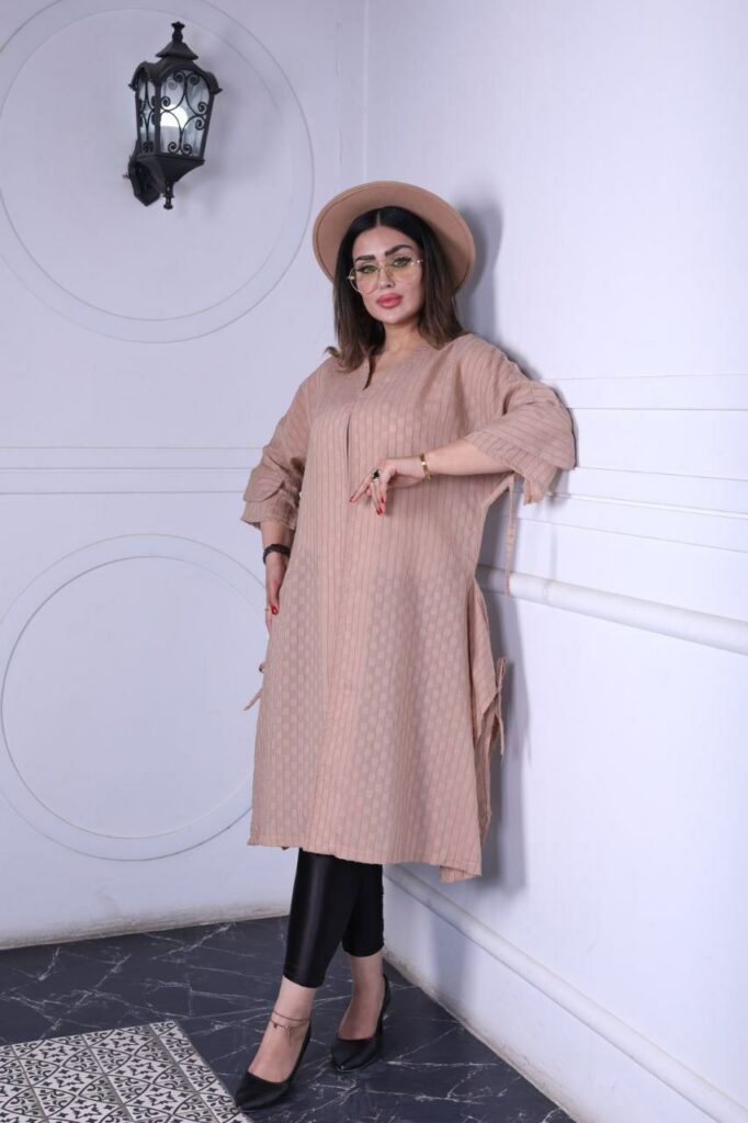 مانتو زنانه شانتون پلاس فری سایز کرم